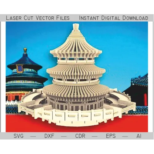  Mennyei Templom lézerrel vágott vektorfájl — 3D réteges modell (Peking)
