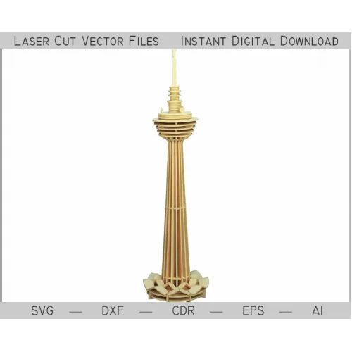  3D lasergesneden vectorafbeelding van de Kuala Lumpur-toren - Direct te downloaden