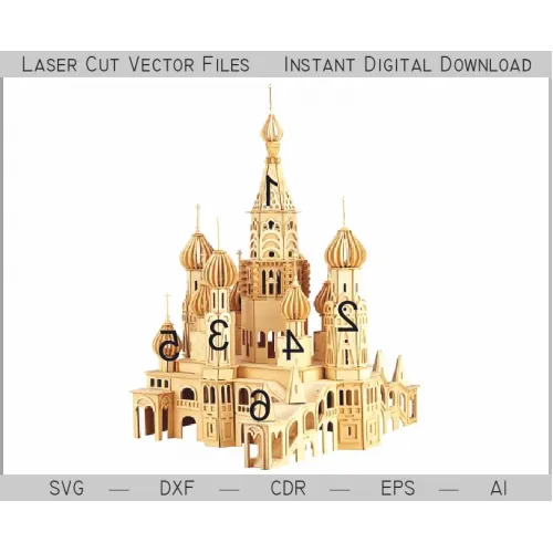  Fișier vectorial decupat cu laser Catedrala Pokrovsky pentru model 3D