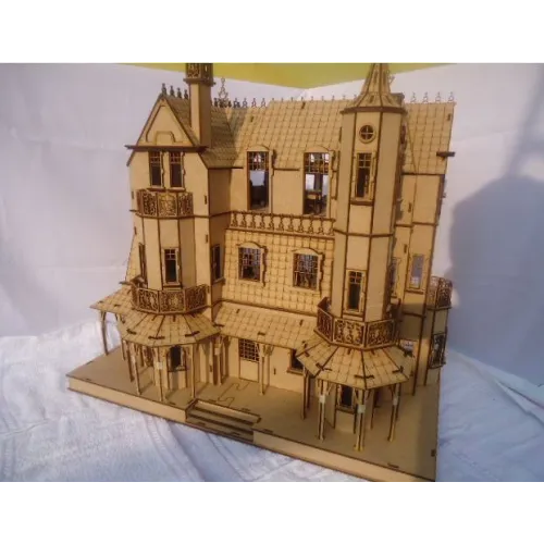  Fișier vectorial de tăiere cu laser a proprietății Baskerville Hall — Model de conac victorian
