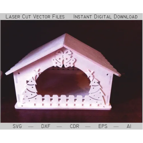  Laserskåret fil til nytårsfuglefoderhus - øjeblikkelig SVG DXF AI-download