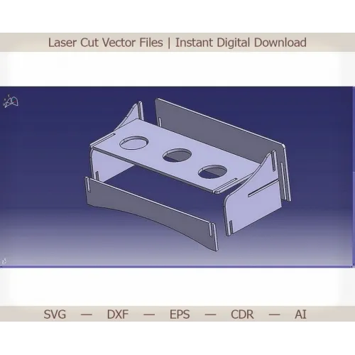  Laserskåret vektorskabelon til 3-skåls stativ — Øjeblikkelig SVG/DXF download