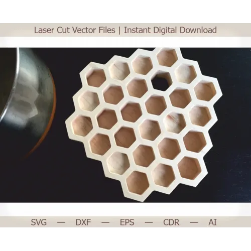  Honeycomb Hot Stand laserskåret vektorfil (SVG DXF EPS CDR AI)