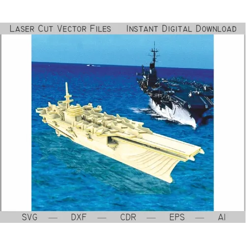  Laserskåret vektorskabelon til hangarskib — SVG DXF CDR EPS AI