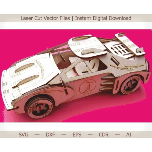  Sportsvogn 3D laserskåret vektorfil — SVG DXF EPS CDR AI