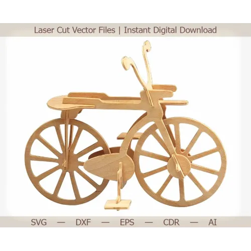  3D træcykel laserskåret vektorfil — SVG DXF EPS CDR AI