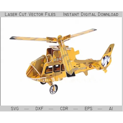  3D-helikopter laserskåret vektorskabelon