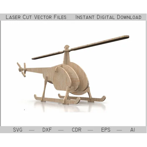  Helikopter laserskåret vektorfil – 3D træmodel skabelon