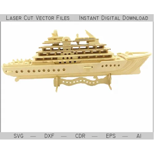  Krydstogtskib laserskåret vektorfil - lagdelt 3D-model