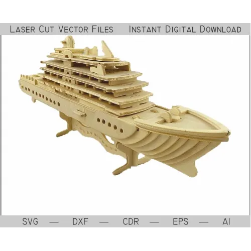  Krydstogtskib laserskåret vektorfil - lagdelt 3D-model