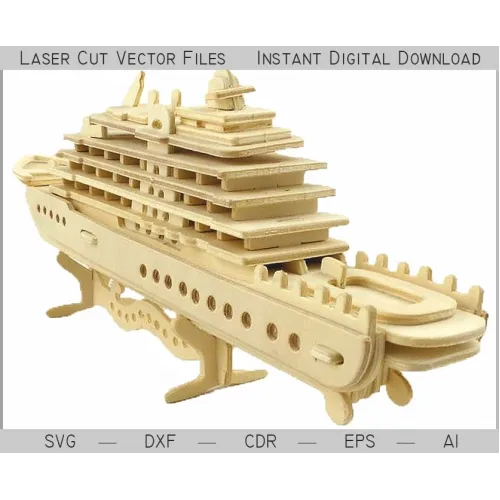  Krydstogtskib laserskåret vektorfil - lagdelt 3D-model