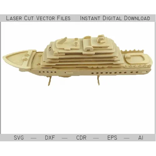  Krydstogtskib laserskåret vektorfil - lagdelt 3D-model