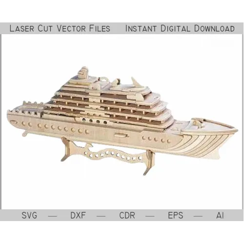  Krydstogtskib laserskåret vektorfil - lagdelt 3D-model