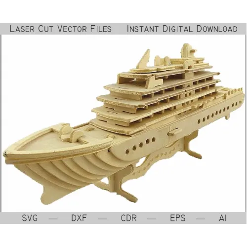  Krydstogtskib laserskåret vektorfil - lagdelt 3D-model