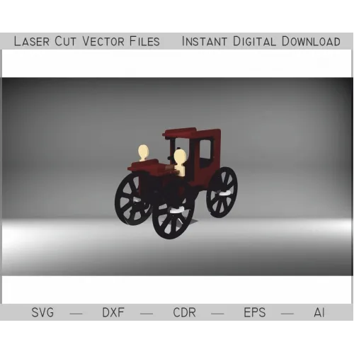  Laserskåret vektorfil med veteranbil — 3D-træmodelskabelon (SVG DXF AI EPS CDR)