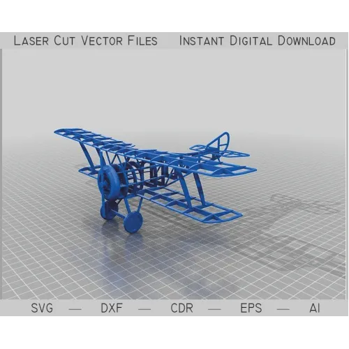  Hanriot Biplan Laser Cut Vector Skabelon - SVG DXF AI