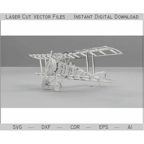  Hanriot Biplan Laser Cut Vector Skabelon - SVG DXF AI