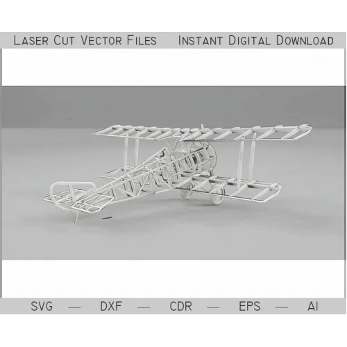  Hanriot Biplan Laser Cut Vector Skabelon - SVG DXF AI