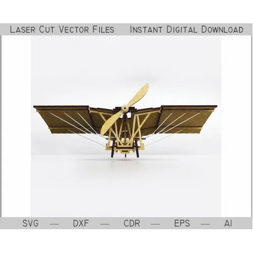  Demoiselle-flyvemaskine laserskåret vektorfil — SVG DXF AI (download med det samme)
