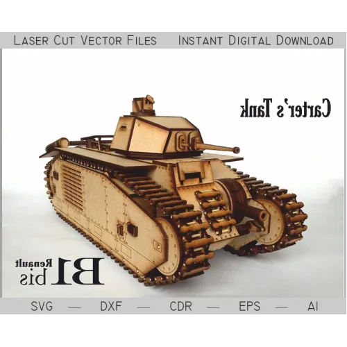  Tank B1 bis laserskåret vektor skabelon