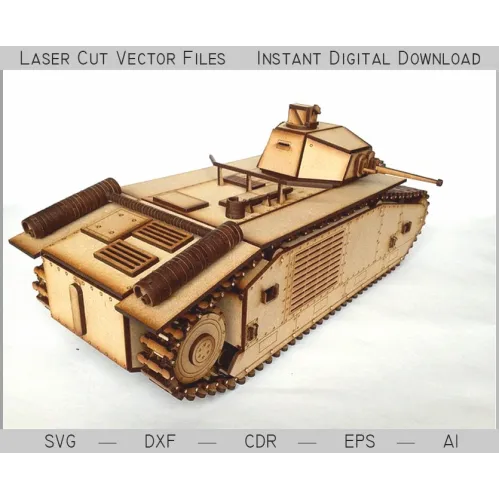  Tank B1 bis laserskåret vektor skabelon