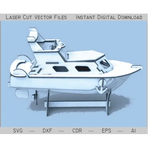  Motoryacht 3D laserskåret vektor skabelon