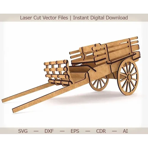  Laserskåret vektorskabelon til vintage hestevogn — SVG DXF EPS AI CDR