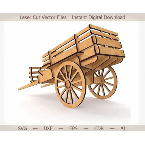  Laserskåret vektorskabelon til vintage hestevogn — SVG DXF EPS AI CDR