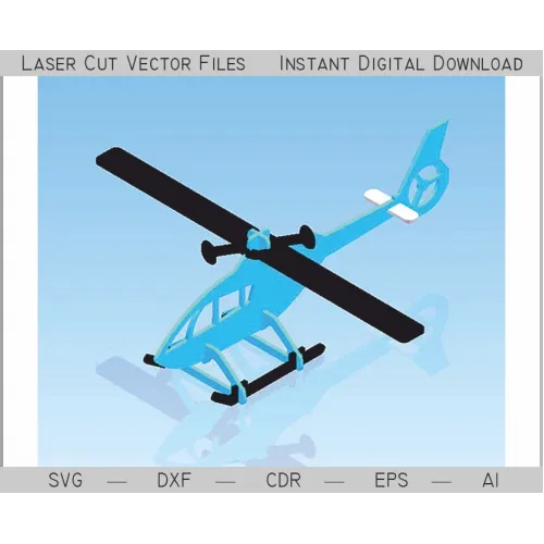  Helikopter 3D laserskåret vektor skabelon – SVG DXF EPS AI