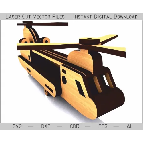 Militærhelikopter 3D laserskåret vektor skabelon