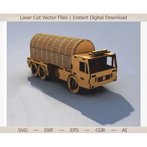  Tankbil laserskåret vektorfil – 3D-modelskabelon