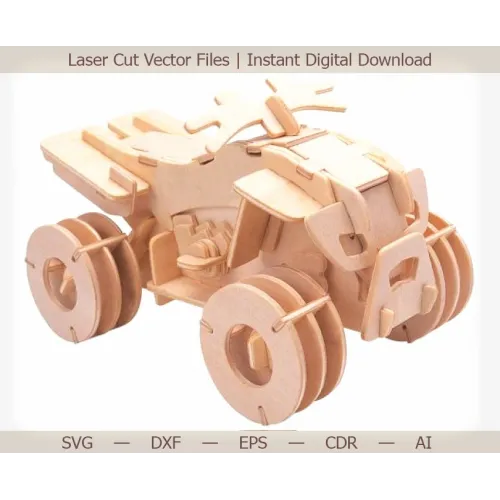  ATV laserskåret vektorskabelon — 3D krydsfinermodel (SVG, DXF, EPS)