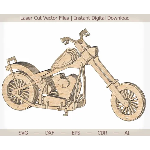  3D-choppermotorcykel laserskåret vektorfil — SVG DXF EPS AI CDR
