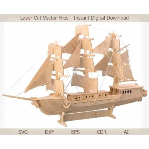  Sejlbåd 3D laserskåret vektorfil (SVG, DXF, EPS, AI)