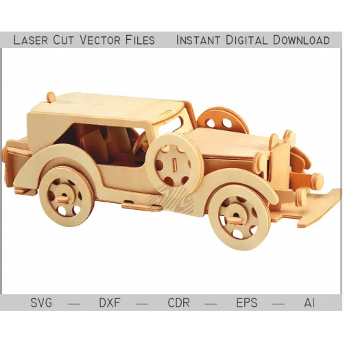  Veteranbil laserskåret vektorskabelon - 3D træmodel SVG DXF AI