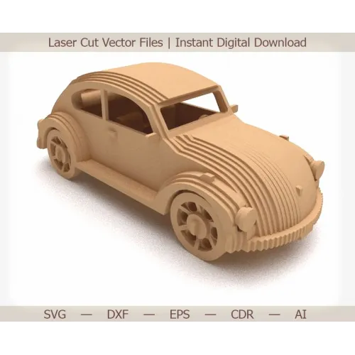  Sjælden bil laserskåret vektor skabelon — 3D retro bilmodel SVG DXF EPS