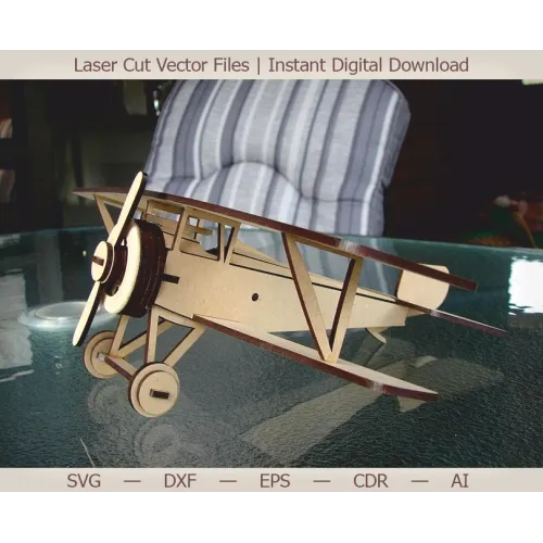 Vintage biplan laserskåret vektorfil - øjeblikkelig download
