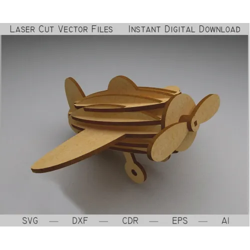 3D-flyvemaskine laserskåret vektorfil til laserskærer (SVG, DXF, AI)