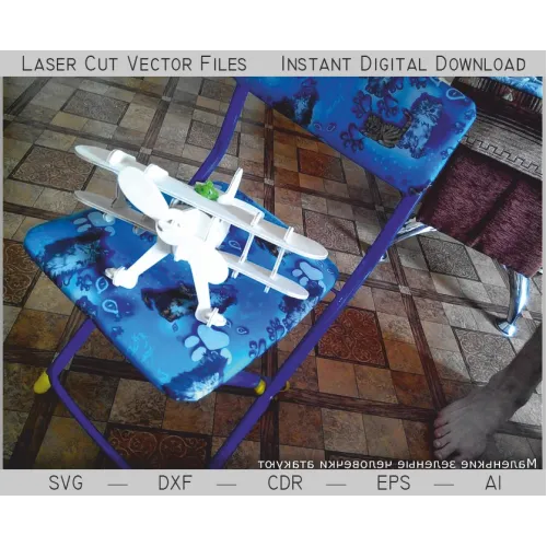 Laserskåret vektorfil — Klassisk legetøjsflymodel (SVG DXF AI EPS CDR)