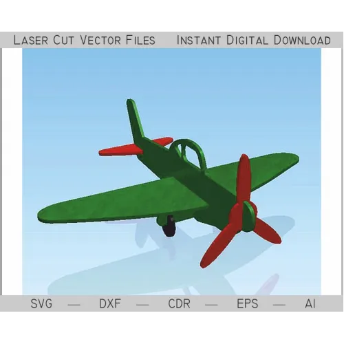  3D-skabelon til laserskåret propelfly — SVG DXF AI