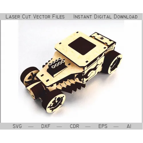  Sportsbil laserskåret vektorskabelon SVG DXF AI til 3D-krydsfinermodel