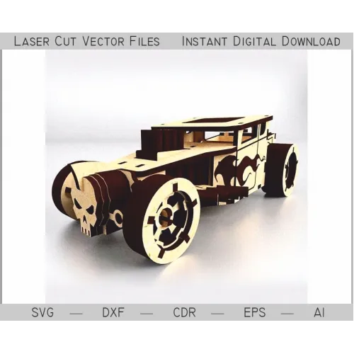  Sportsbil laserskåret vektorskabelon SVG DXF AI til 3D-krydsfinermodel