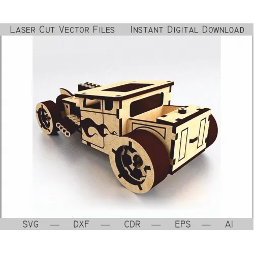  Sportsbil laserskåret vektorskabelon SVG DXF AI til 3D-krydsfinermodel