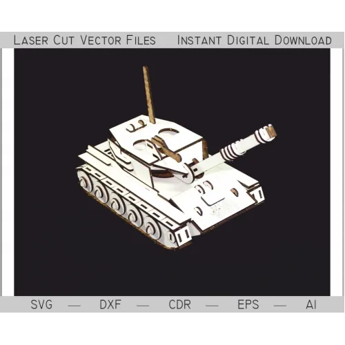  3D-tank laserskåret vektorskabelon - SVG DXF CDR EPS AI
