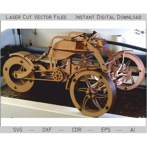  Chopper Trehjulet Cykel 3D Laserskåret Vektorfil til CNC og Laserskærere