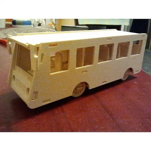  Bus laserskåret vektorskabelon til 3D-krydsfinermodel