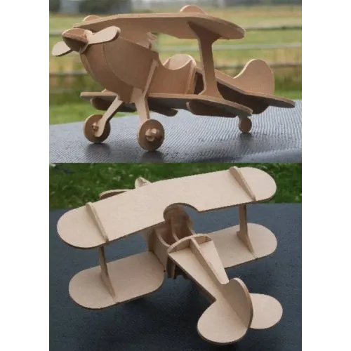  Vintage biplan 3D laserskåret vektorfil