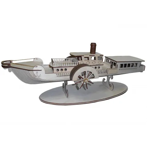  Motorskib laserskåret fil — Vektor skabelon til skovlhjulsdamper