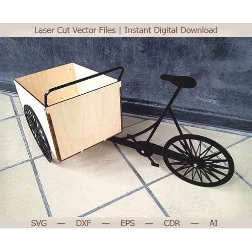  Cykellastboks laserskåret vektorskabelon — SVG DXF EPS AI CDR
