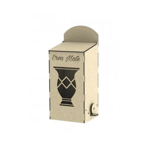  Erva Mate Box — Laserskærende vektorskabelon til Yerba Mate-dispenser